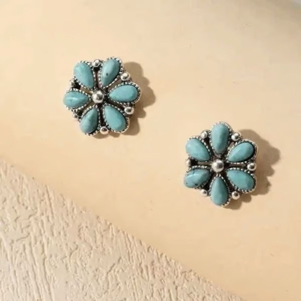 Turquoise Flower Earrings N1804